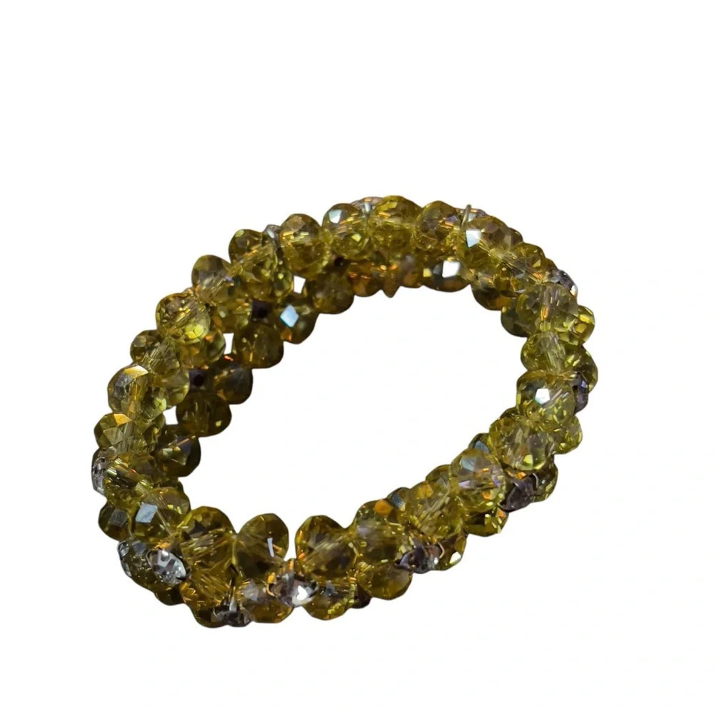 Yellow Crystal Stretchy Layering Bracelet - Picture 4 of 6